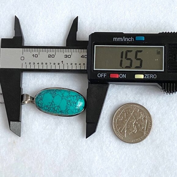 Sterling Silver 925 Oval Dyed Howlite Faux Turquoise Necklace & Earring Set - Picture 14 of 16